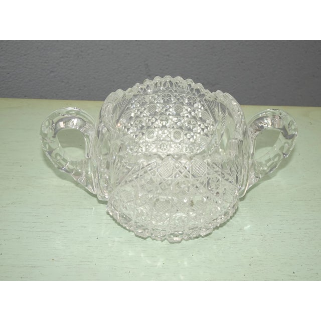 1970s Vintage American Brilliant Heavy Cut Glass Sugar Bowl For Sale - Image 5 of 10