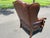 Animal Skin Traditional Leather Wingback Armchair For Sale - Image 7 of 12