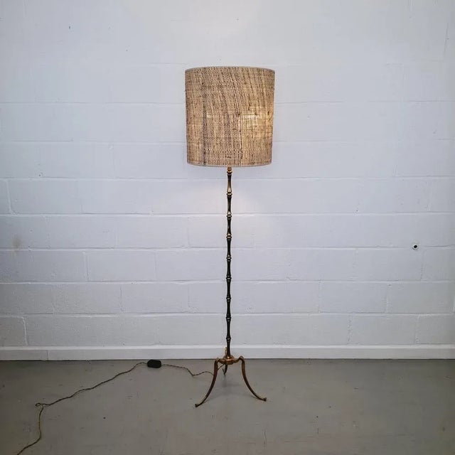 Vintage Bamboo Floor Lamp in Brass, 1960s For Sale - Image 6 of 7