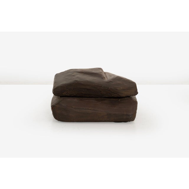 Rare Paul Evans Sculpted Bronze Resin Hinged Box From the collection of Dorsey Reading Material: Bronze resin, brass...