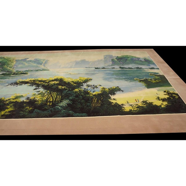 Chinese 1980s Vintage Large Long and Narrow Size Chinese Scenic Pictorial Knotted Rug For Sale - Image 3 of 8