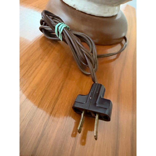 1960s 1960s Mid-Century Modern Lava Drip Glaze Ceramic Table Lamp on Walnut Base For Sale - Image 5 of 8