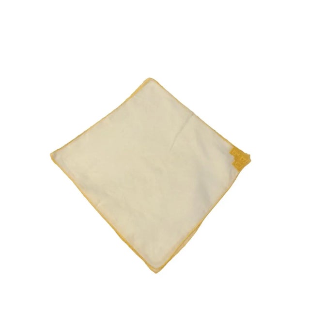 White Vintage Mid Century Cloth Napkins With Yellow Crochet Detail- Set of 4 For Sale - Image 8 of 11