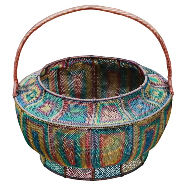 Handmade Colorful Wire Basket For Sale