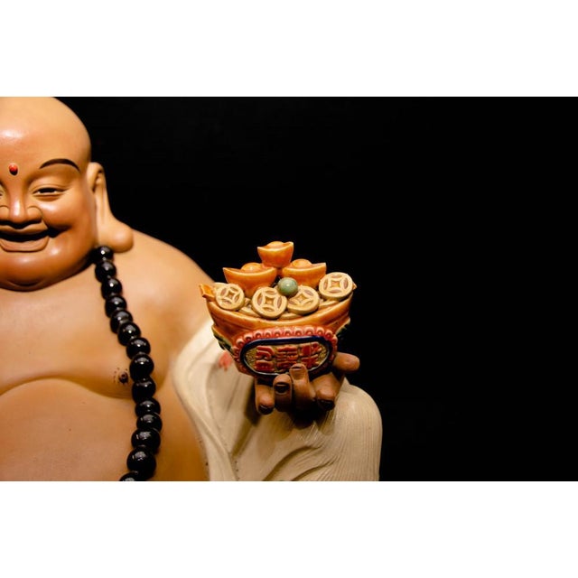 - Gorgeous Chinese porcelain happy buddha in the Qing manner - Hand painted and very characterful - Great collectors piece...