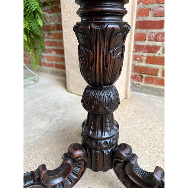 Brown Antique English Carved Display Pedestal Stand Jardiniere Plant Bronze Table For Sale - Image 8 of 13