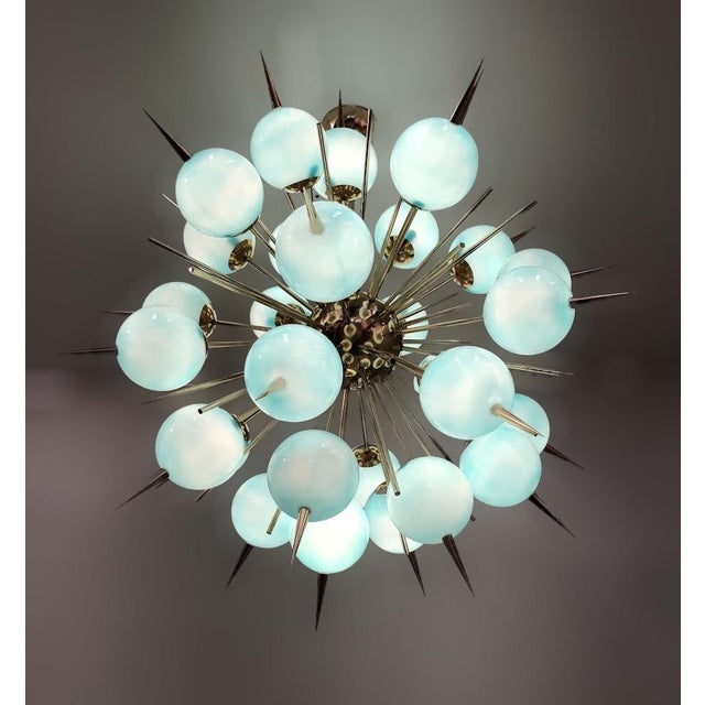 Metal 21st Century Tiffany Blue Murano Pinocchio Chandelier by Fabio LTD For Sale - Image 7 of 7