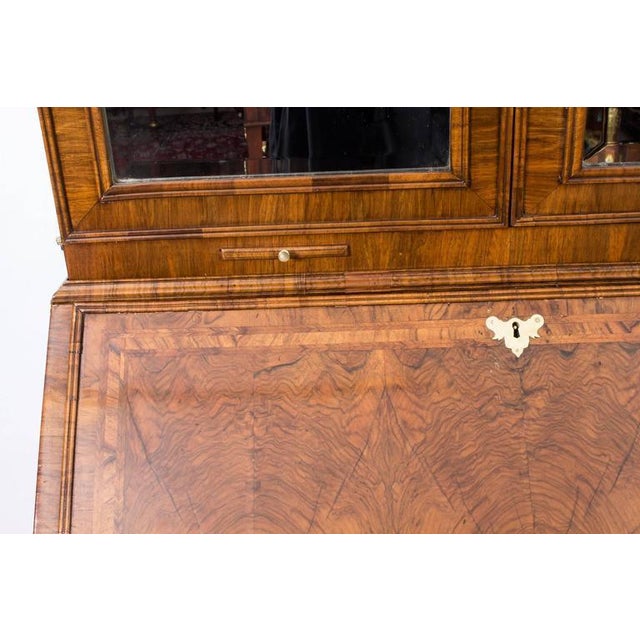 18th Century Queen Anne Double Dome Burr Walnut Bureau Bookcase For Sale - Image 4 of 10