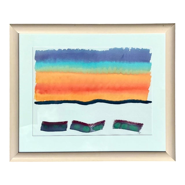 Framed Abstract Joe Orffeo Watercolor Painting For Sale