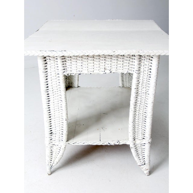 Antique White Wicker Library Table For Sale - Image 12 of 12