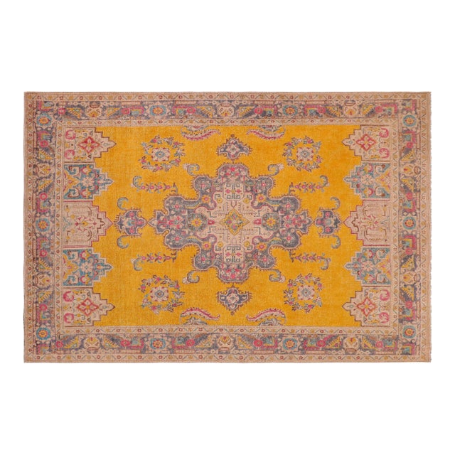 Hand-Painted Rug 9.10x12.7 For Sale