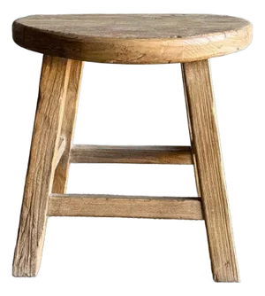 Reclaimed Elm Wood Round Side Table in Natural Elm Wood