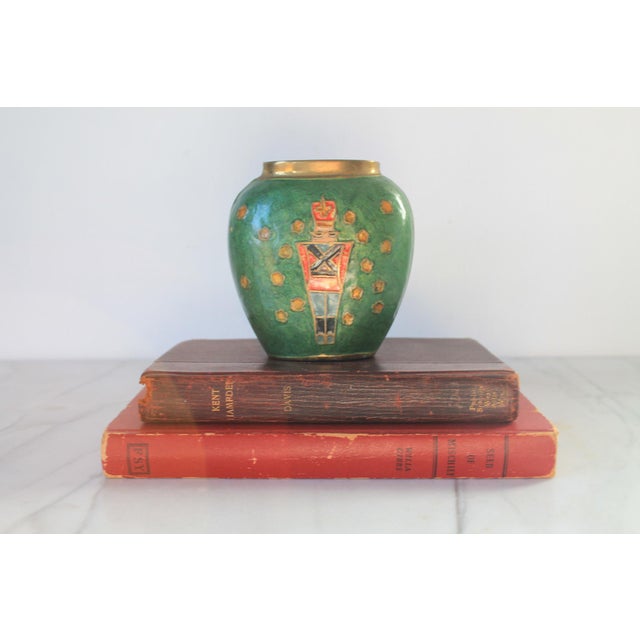 Vintage solid brass cloisonne vase. Made by Foundry Collection in India. Some minor paint loss. Pictured.
