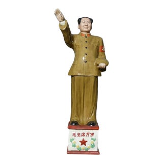 Vintage Ceramic Olive Green Historical Ceramic Figure For Sale