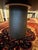 Contemporary chic ebonized solid oak round dining table with pedestal sculptural base. Top is substantial 1.5” thick. RZ...