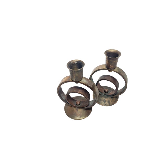 Art Deco Brass Candlesticks, 1930s, Set of 2 For Sale - Image 4 of 14