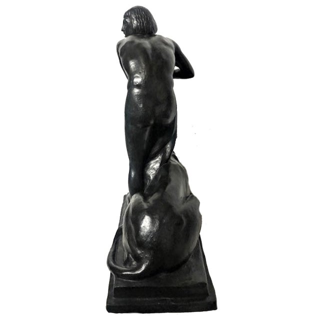 Black Ernst Seger, David and Lion, German Art Deco Patinated Bronze Sculpture, c. 1920 For Sale - Image 8 of 11