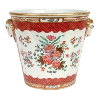 Antique Samson Porcelain Chinese Export Style Bianco Sopra Bianco Jardiniere For Sale