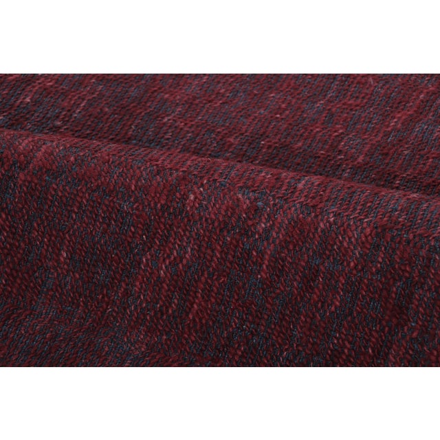 Rug & Kilim’s Contemporary Sumak Rug in Red and Charcoal Textured Design For Sale In New York - Image 6 of 7