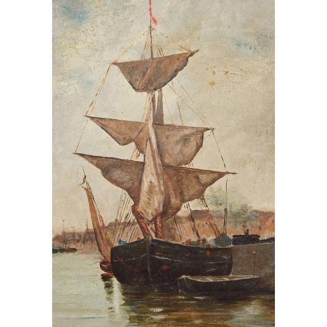 Unknown, Painting Sailboat on a Calm Sea, 1890, Oil on Canvas For Sale - Image 7 of 13