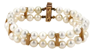 Double Strand 14k Yellow Gold 6mm Pearl Bracelet