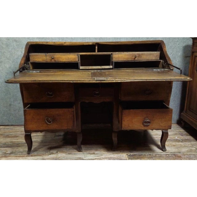Louis XV Curved Secretaire in Wood and Marquetry For Sale - Image 11 of 13