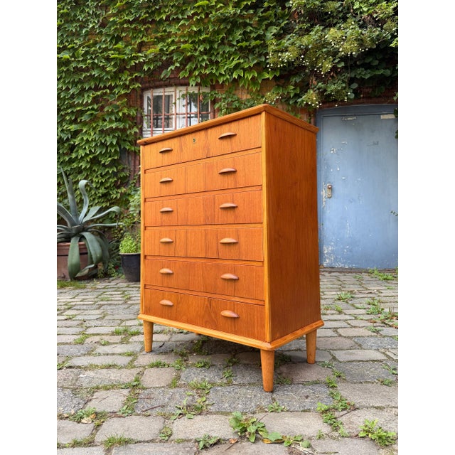 Teak Chest of Drawers with Shell Handles, Denmark For Sale - Image 11 of 11