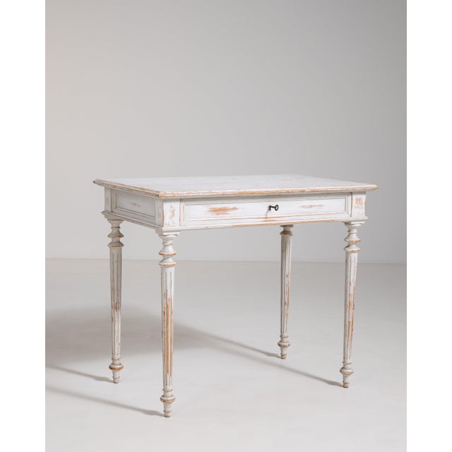 Louis XVI White Patinated Table, Neoclassical Style, France, Circa 1900 For Sale - Image 4 of 13