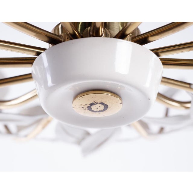 Metal Floral Ceiling Lamp attributed to United Workshops, Germany, Munich, 1950s For Sale - Image 7 of 10