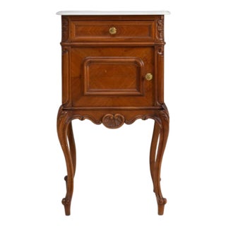 19th Century French Louis XV Bedside Table With Marble Top For Sale