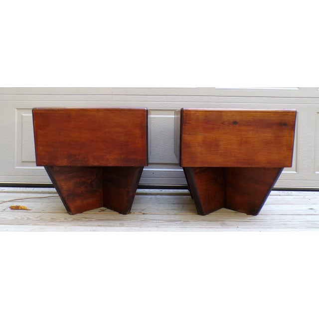 Vintage Mid Century Modern Pair Handcrafted Light Up End Tables Cocktail Tables For Sale - Image 14 of 17