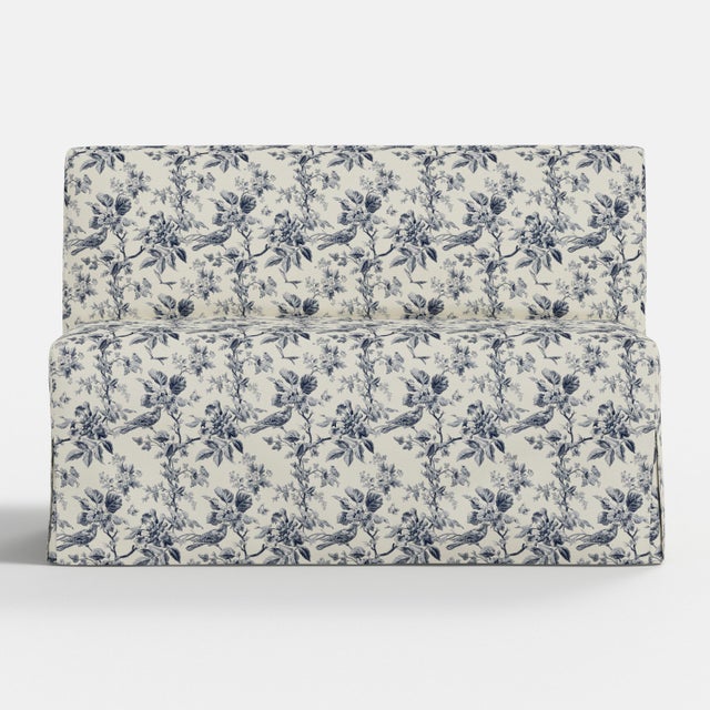 Not Yet Made - Made To Order Slipcover for Stoffer Home x Cloth & Company for Lindy Slipcover Dining Banquette in Bird Toile Navy For Sale - Image 5 of 7