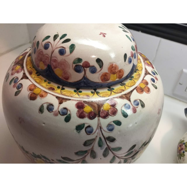Arts & Crafts Vintage Handmade Sant'Anna Portuguese Lidded Jar With Companion Vase For Sale - Image 3 of 10