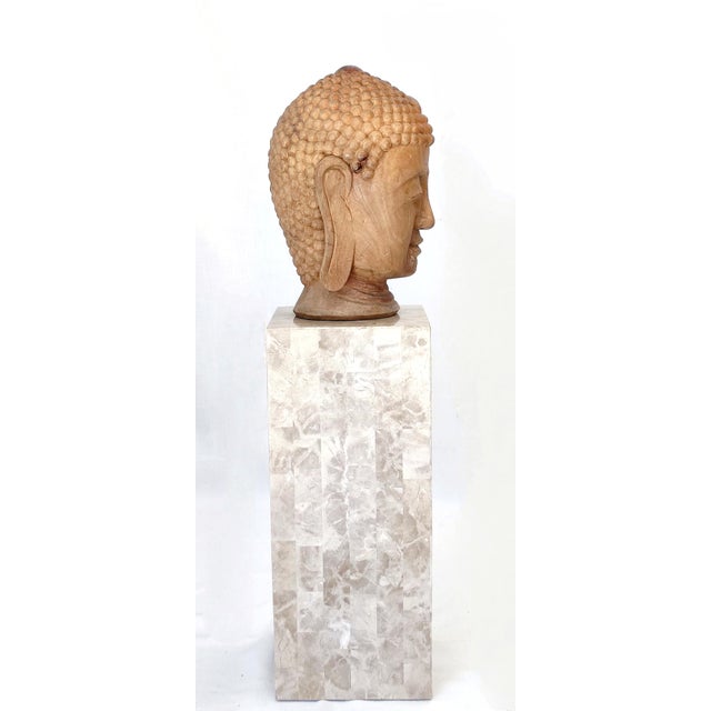 Early 20th Century Antique Buddha Hand Carved Head For Sale In Dallas - Image 6 of 9