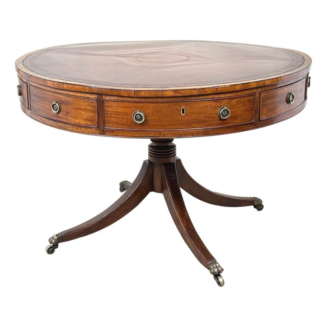 George III English Georgian Mahogany Drum Top Library Table, 1800 For Sale