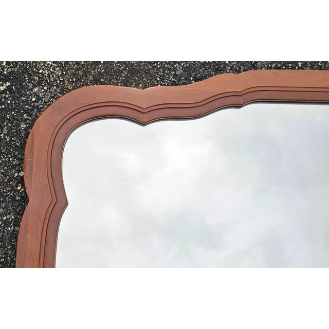 Wood Mid Century Permacraft Provincial Style Carved Solid Cherry Wall Mirror For Sale - Image 7 of 10