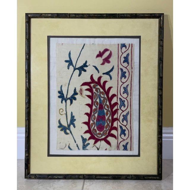 Late 19th Century Single 19 Century Antique Suzani Wall Hanging For Sale - Image 5 of 10