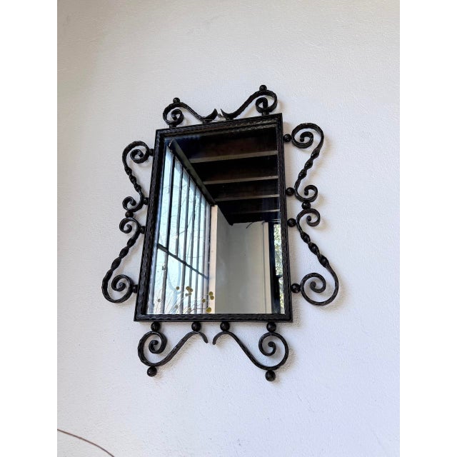 Brutalist Wrought Iron Mirror, 1940s For Sale - Image 9 of 18