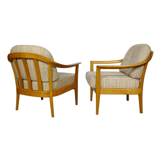 Mid-Century Cherry Wood Club Chairs by Klaus Warzecha for Wilhelm Knoll, 1970s, Set of 2 For Sale