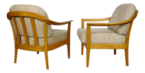Mid-Century Cherry Wood Club Chairs by Klaus Warzecha for Wilhelm Knoll, 1970s, Set of 2
