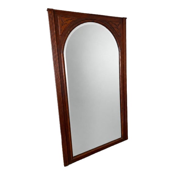 Antique French Oak Arched Carved Wall Mirror For Sale