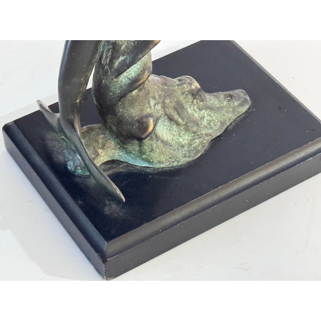 Brown Brutalist Bronze Dolphin Sculpture, France, 1970s For Sale - Image 8 of 10