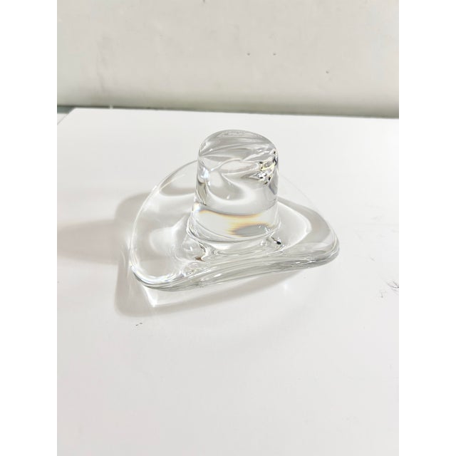 Contemporary 1970s Signed Marcolin Sardinia Crystal Cowboy Hat Paperweight, Southwest Western Decor For Sale - Image 3 of 12