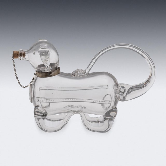 Antique Victorian Brass and Glass Novelty Dog Claret Jug, 1890 For Sale - Image 3 of 18