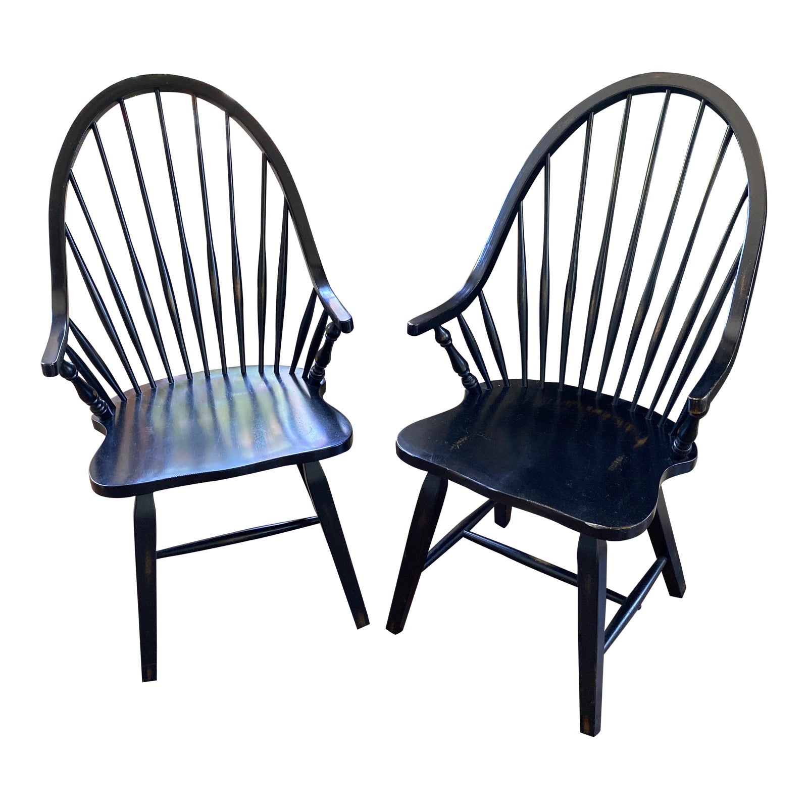 Black Wooden Windsor Chairs a Pair Chairish