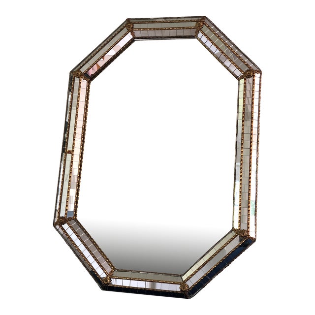 Vintage Venetian Octagonal Mirror Hollywood Regency in Gold Spain