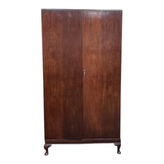 C.1920 Walnut Armoire. Uk Import. Hanging & Shelves. For Sale