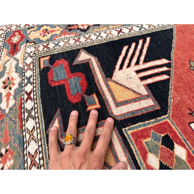 Antique Chelaberd Eagle Kazak Hand-Knotted Wool Rug - 6'2" X 5'6" For Sale - Image 9 of 11
