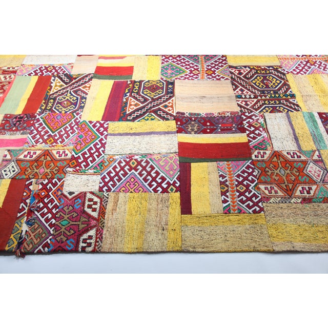Authentic Patchwork From Vintage Tribal Kilims – Anatolian Craftsmanship for Modern Home Decor -6' 9'' X 9' 7'' For Sale In Tampa - Image 6 of 13