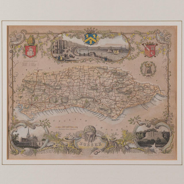 1860's Antique County Map Sussex For Sale - Image 4 of 12